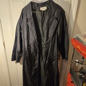 David Benjamin Size 13/14 Women Black Trench / Overcoat Vintage Korean Nylon